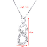 Interlocking Heart Shape Diamond Pendant in UK Hallmarked 9ct White Gold